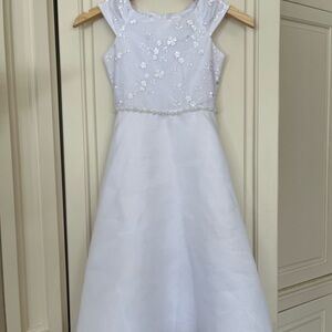 White Floral Embroidered Dress